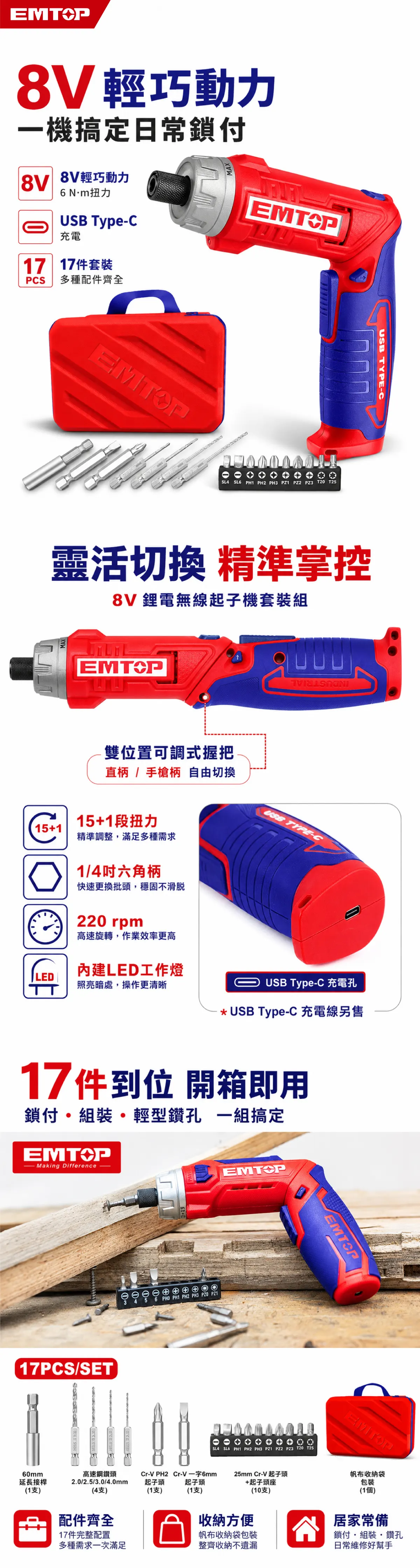 ECSR0803 8V充電式可折疊起子機(套組) 商品說明