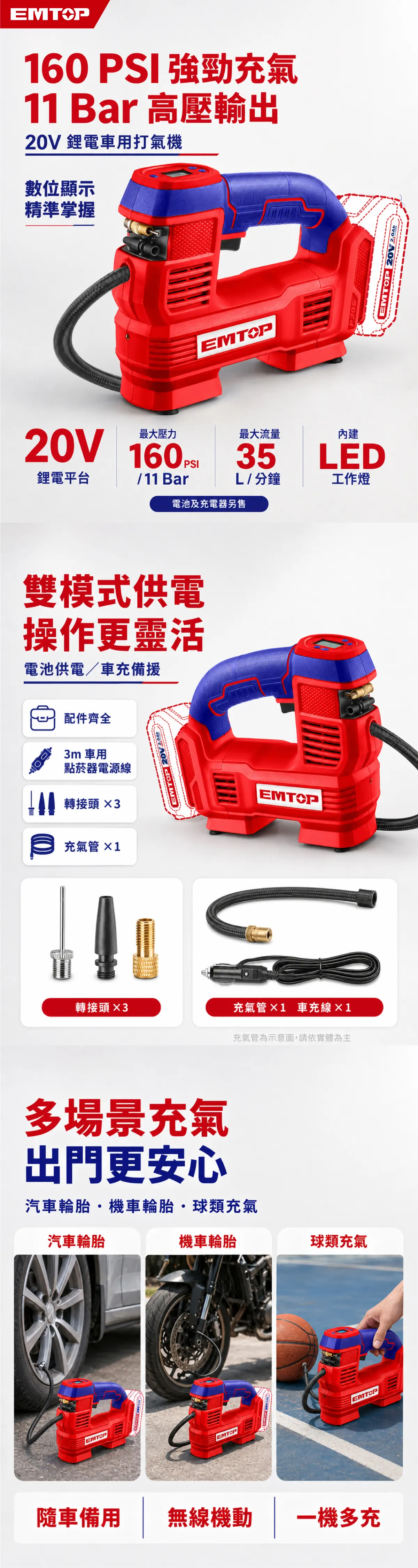 ELAC2012 20V鋰電數位調節打氣機 -可用點菸器(單主機) 商品說明
