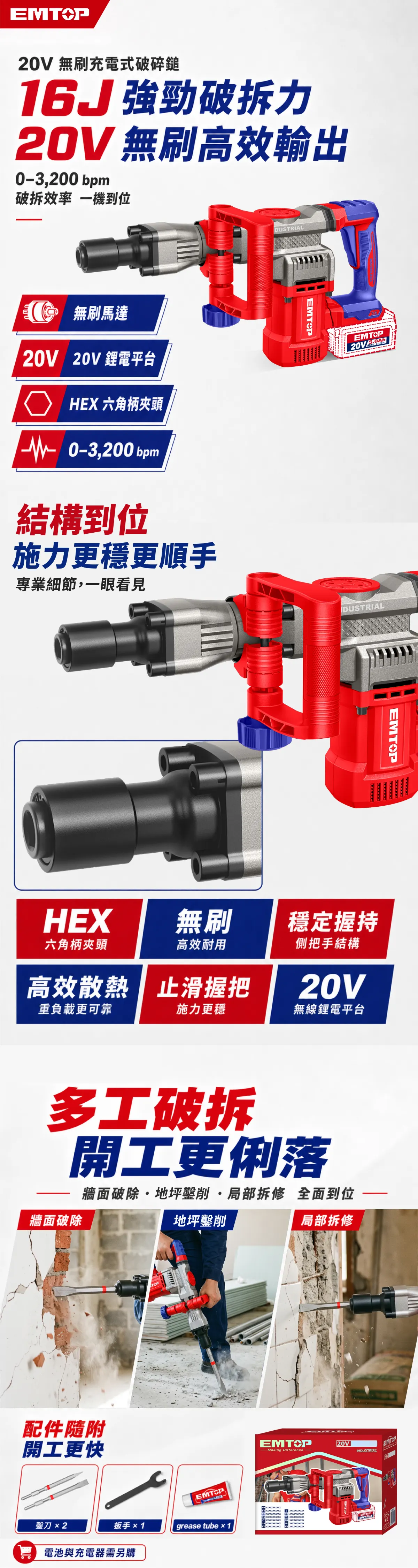ELDB20358 20V鋰電電錘35mm(單機組) 商品說明