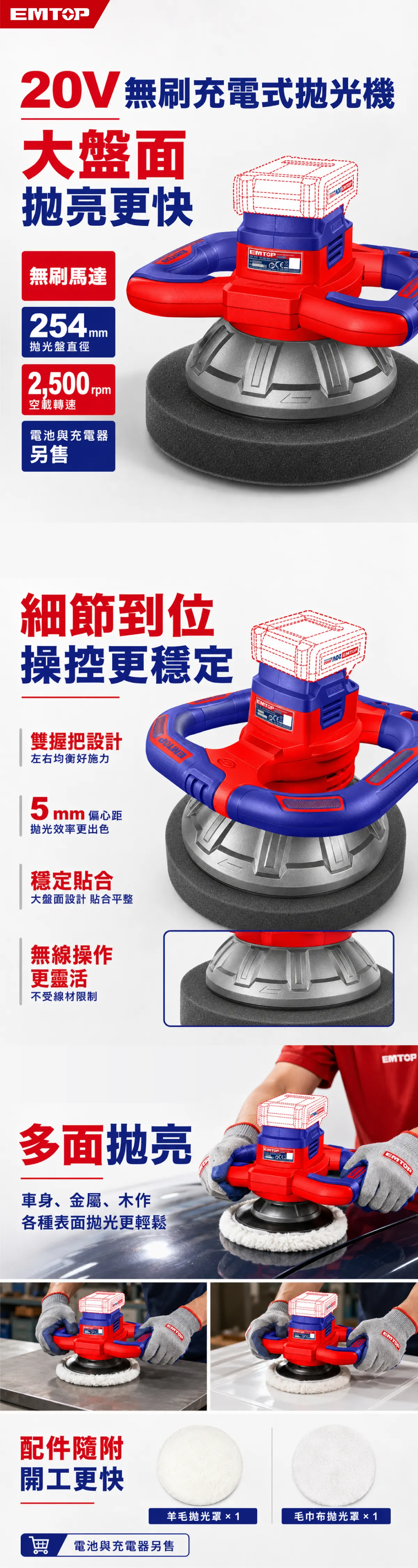 ELOP202548 20V鋰電打蠟機(單機組) 商品說明