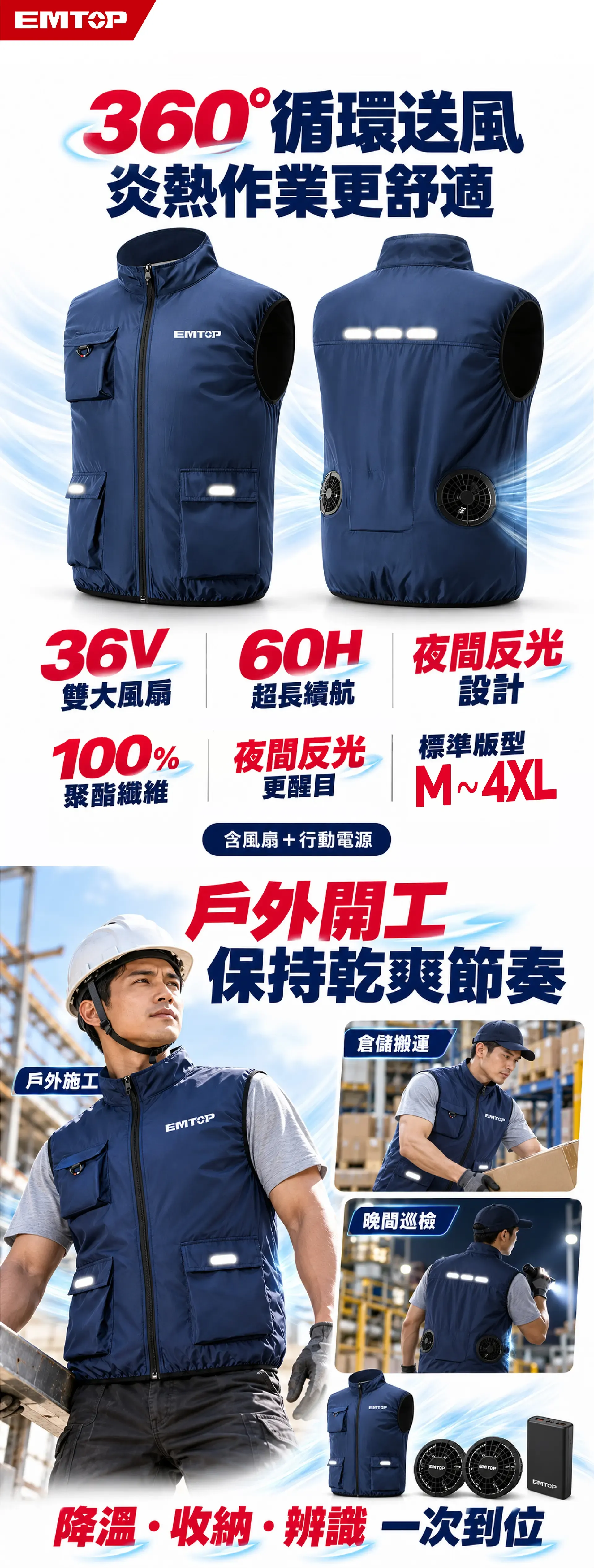 EMTACVM0012-A EMTOP-工作空調服-M號（含風扇) 商品說明