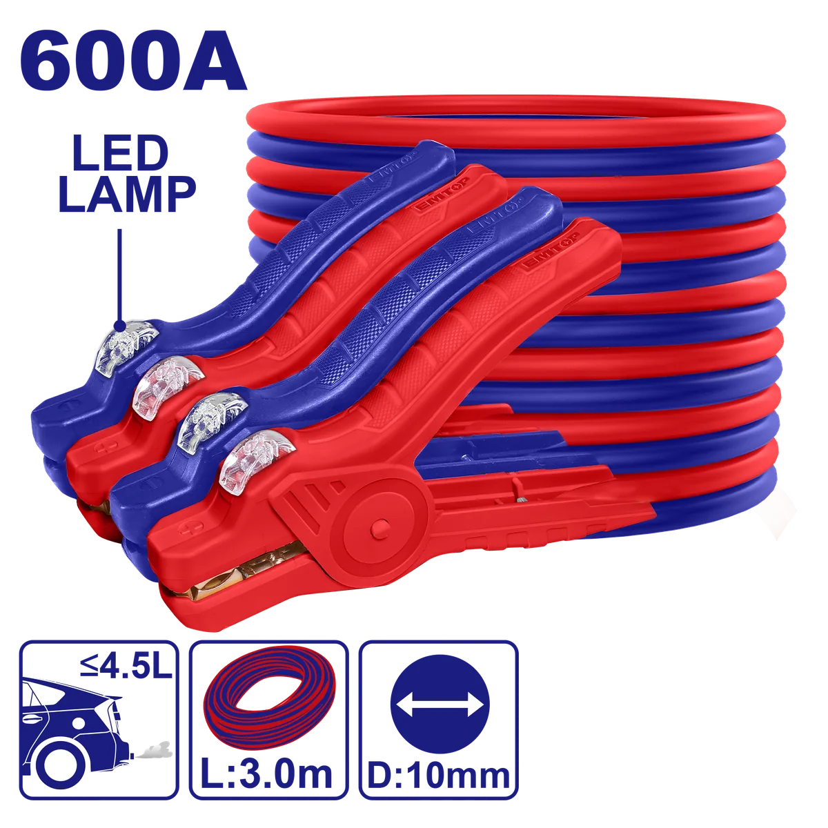 EBCEL0601 600A LED燈電瓶夾啟動線3m