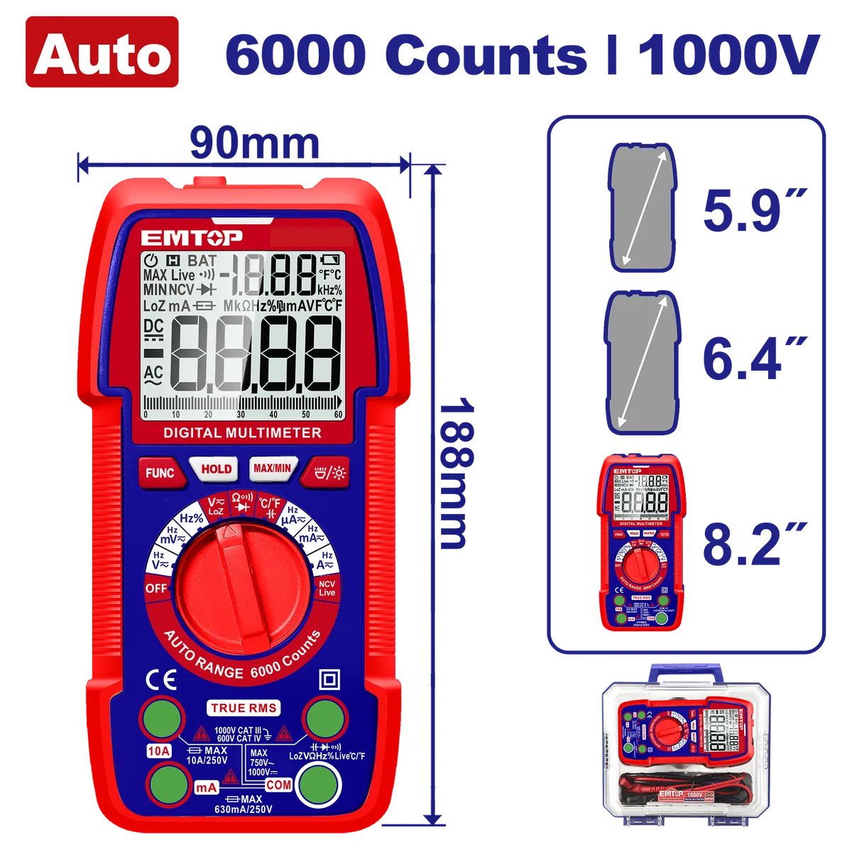 EDMR5310004 1000V數位萬用電表|6000計數-非接觸檢測
