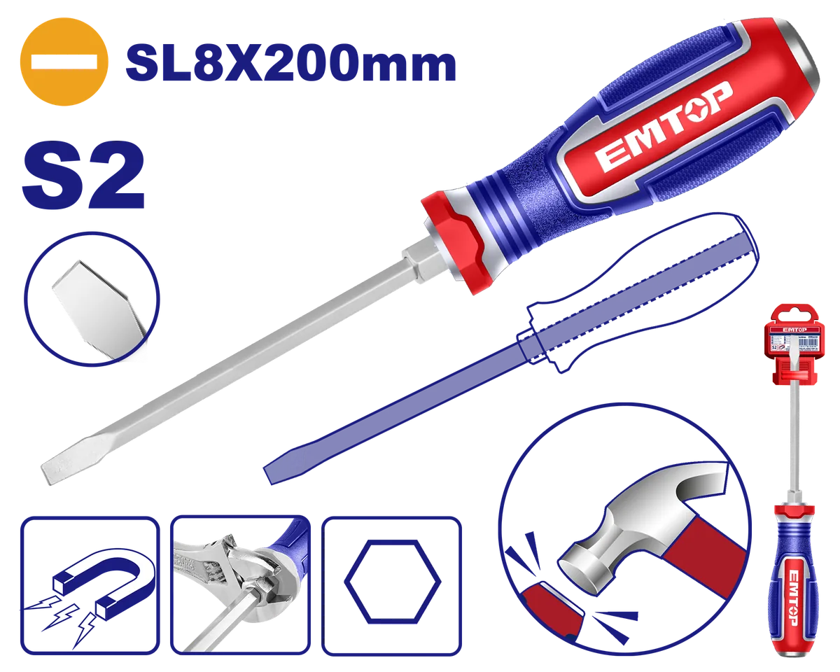 EGTSL82001 SL8x200mm貫通式敲擊一字螺絲起子
