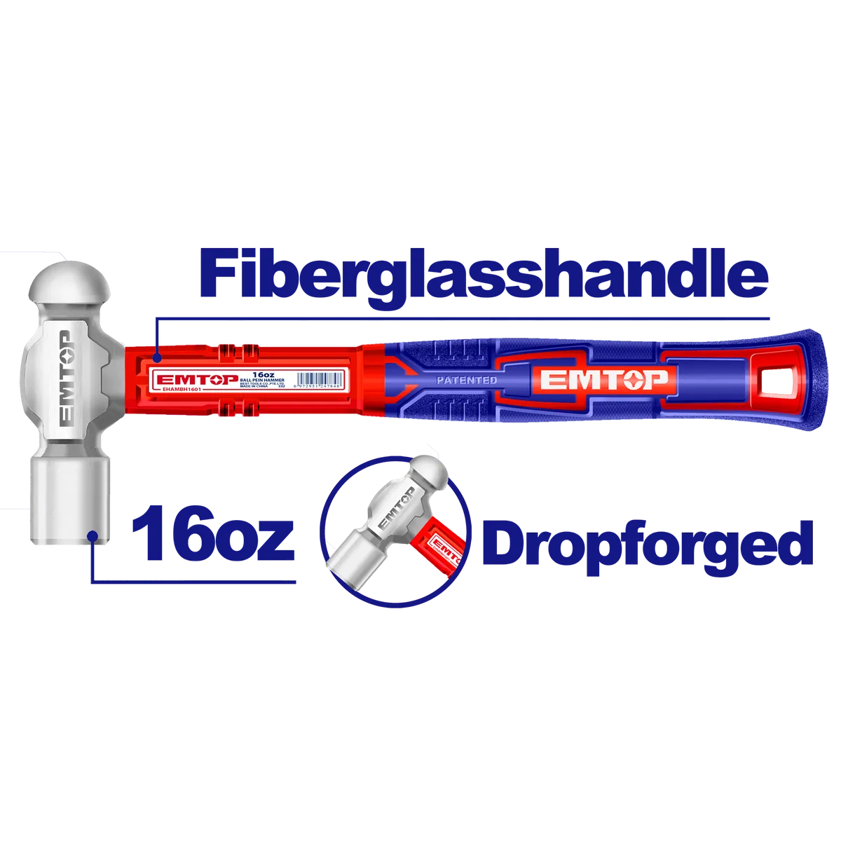 EHAMBH1601 16oz專業型鐵工圓頭鎚
