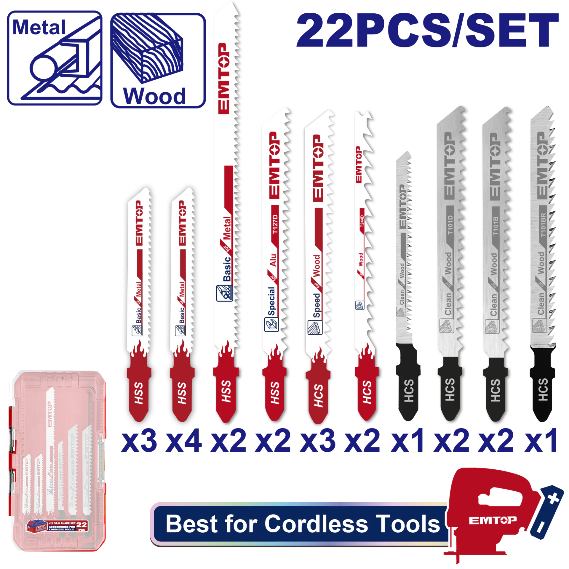 EJSB62201 22件式木工/金屬用線鋸片綜合組