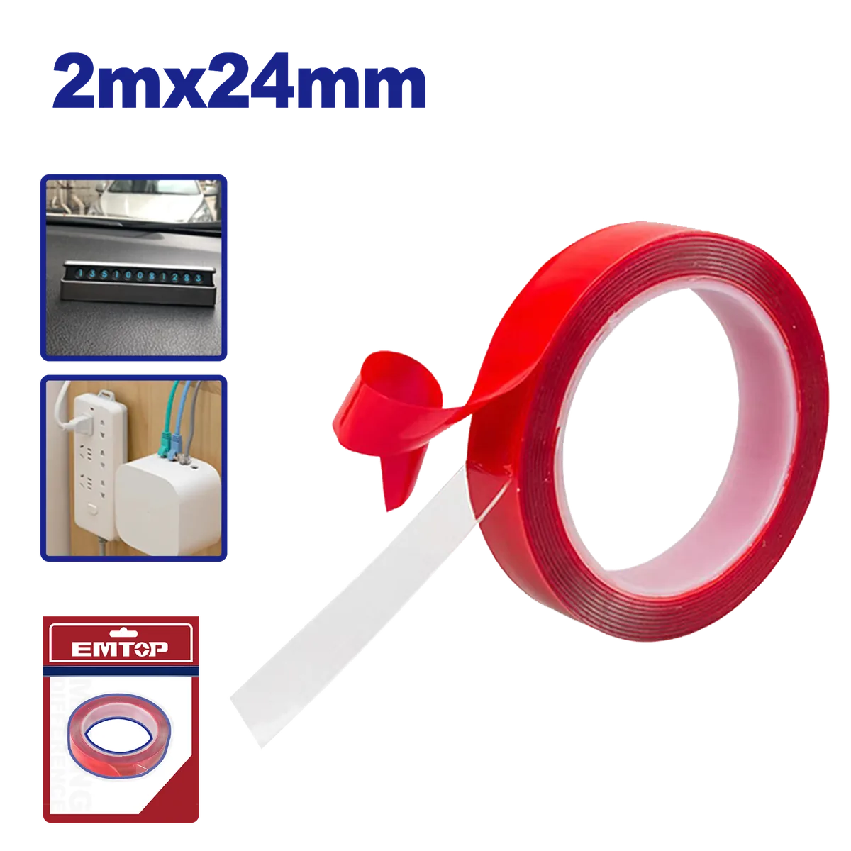 EMPN9K24 透明高黏性壓克力雙面膠帶｜24mm×2m
