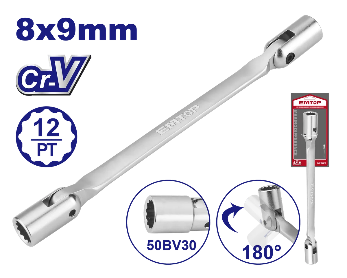 EMTH2E01 8*9mm雙頭搖頭套筒扳手