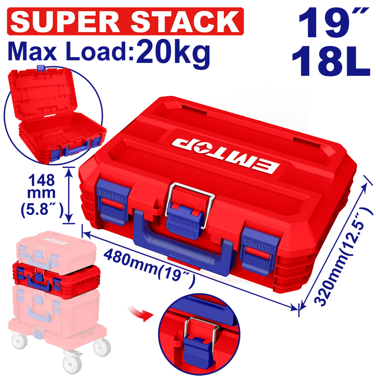 EPBXS102 M號可堆疊工具箱｜19×5.8吋
