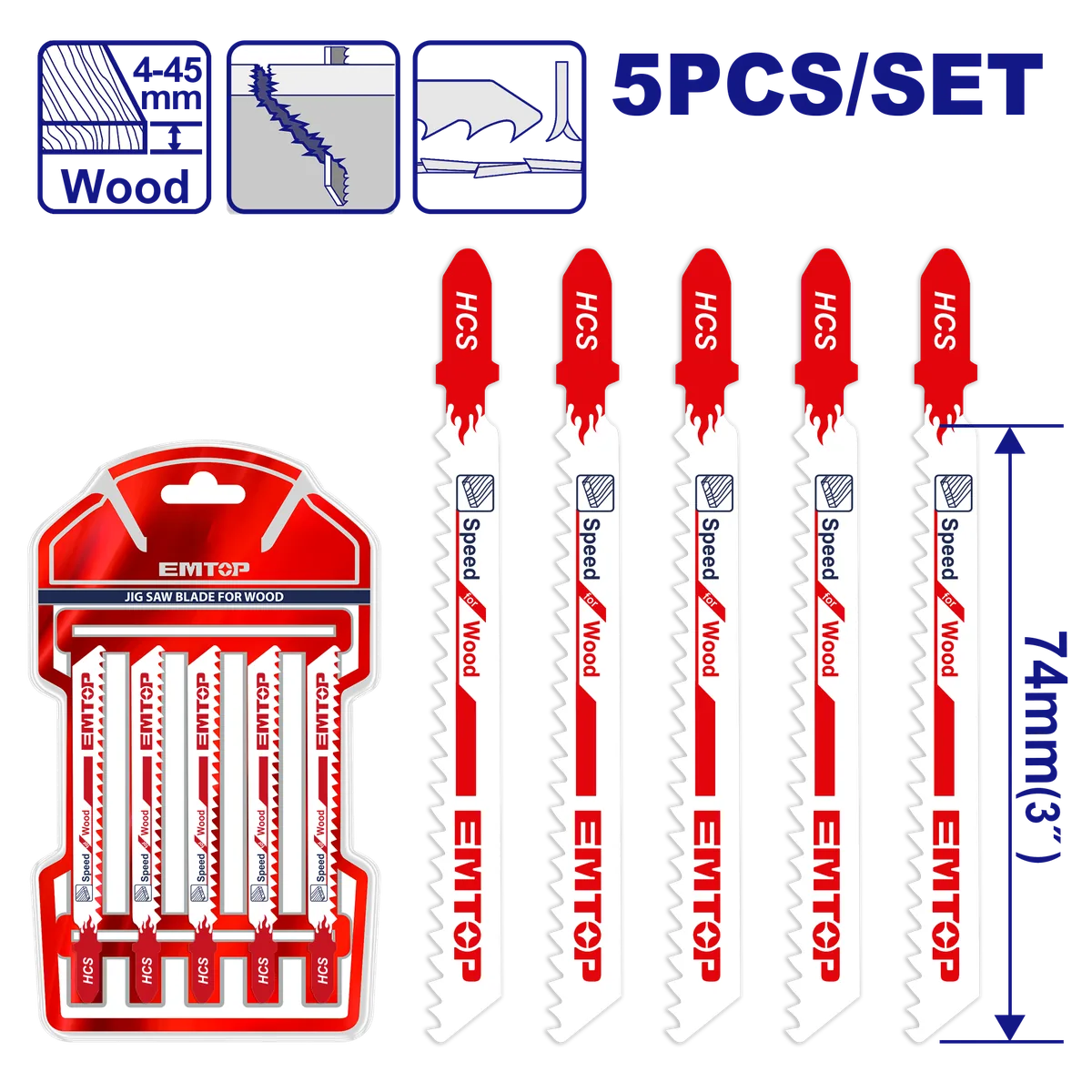 ESBT111C 5件式T111C木工線鋸片