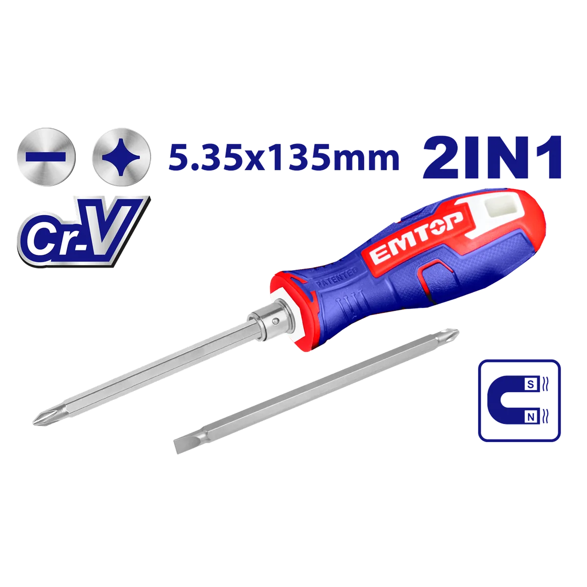 ESDRH0203 雙色膠柄螺絲起子2IN1
