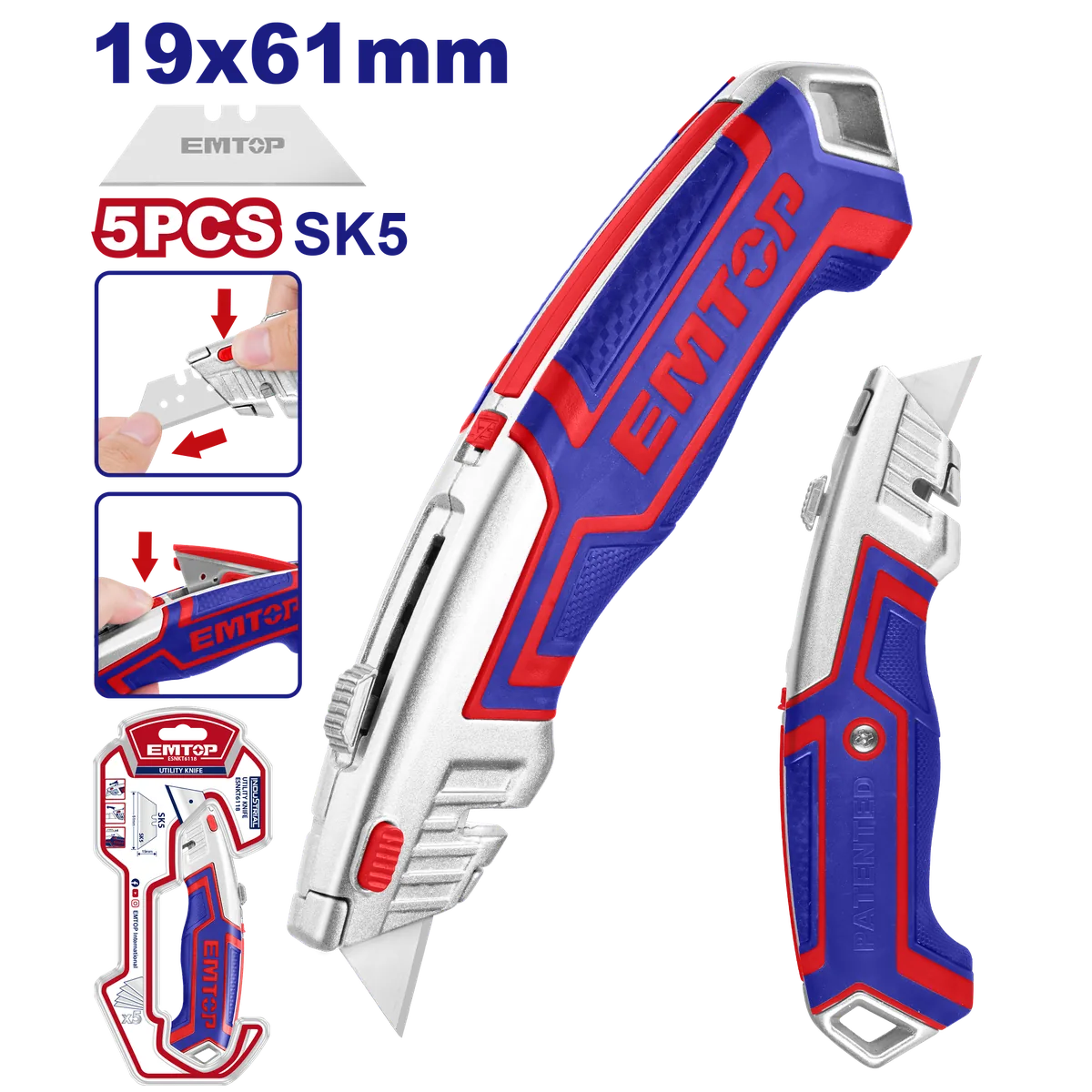 ESNKT6118 61x19mm折疊式梯形刃美工刀