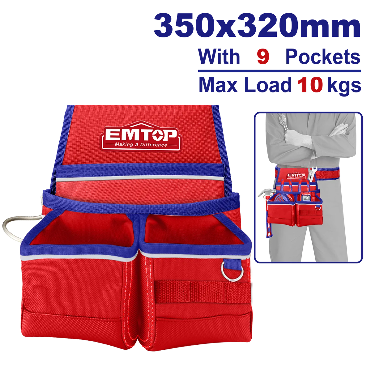 ETBG481034 9口袋工具腰包｜350×320mm・承重10kg