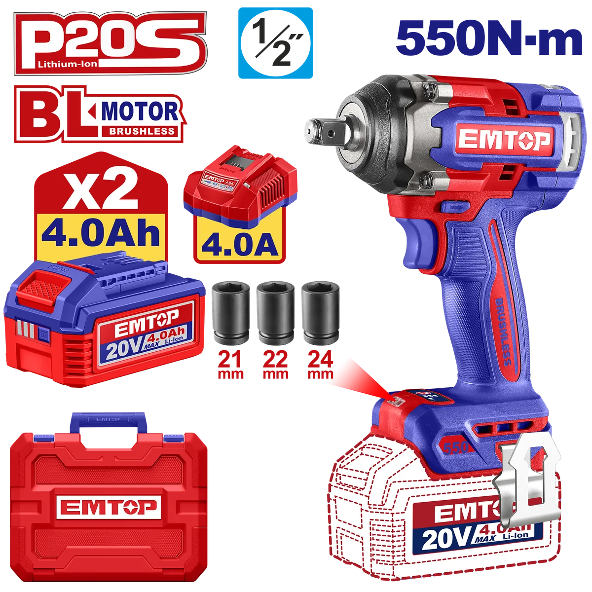 ULCIWL2055 20V鋰電衝擊扳手550N.m(套組)