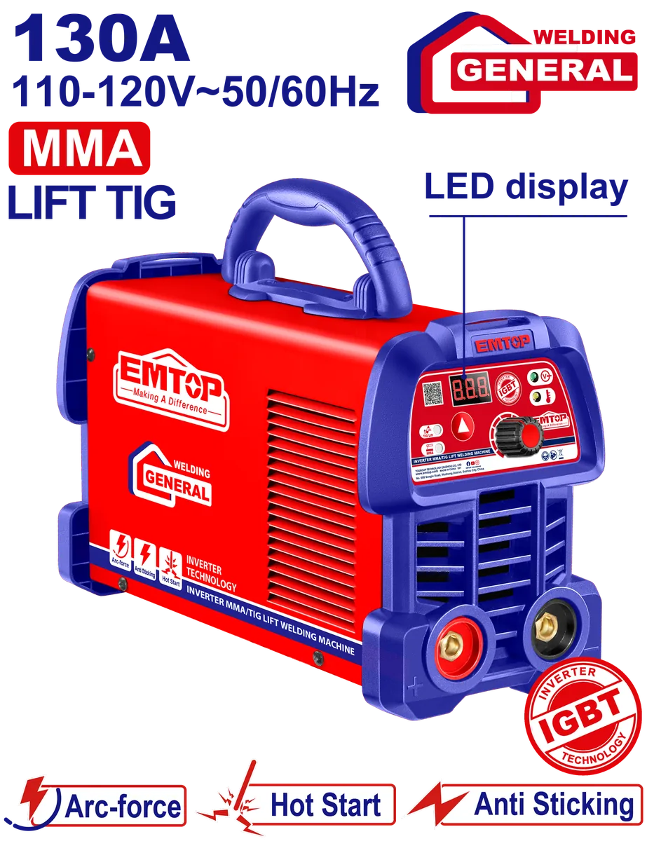 ULWDEM1352 經濟款-130A逆變直流電焊機MMA・IGBT・Lift TIG